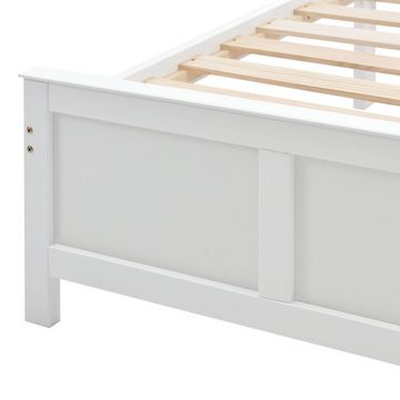 WISHDOR Holzbett Jugendbett Einzelbett (weiß (90x200cm) ohne Matratze), mit Schubladen zur Aufbewahrung