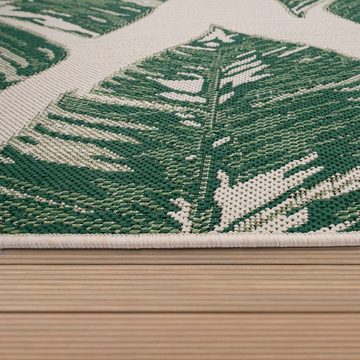 Teppich Ostende 553, Paco Home, rechteckig, Höhe: 4 mm, Flachgewebe, Motiv Palmenblätter, In- und Outdoor geeignet, Wohnzimmer