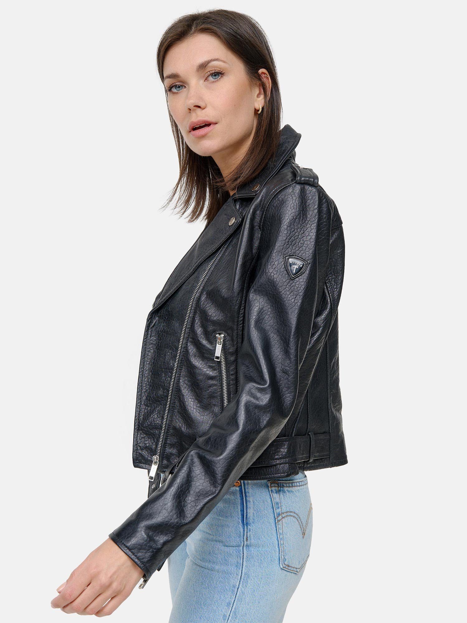 Tazzio Lederjacke F508 Biker Look mit coolen Zipper-Details & Reverskragen – Bild 5 von 5