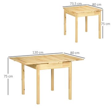 HOMCOM Klapptisch Esstisch, erweiterbarer Esszimmertisch (Küchentisch, 1-St., Holztisch), für 2-4 Personen