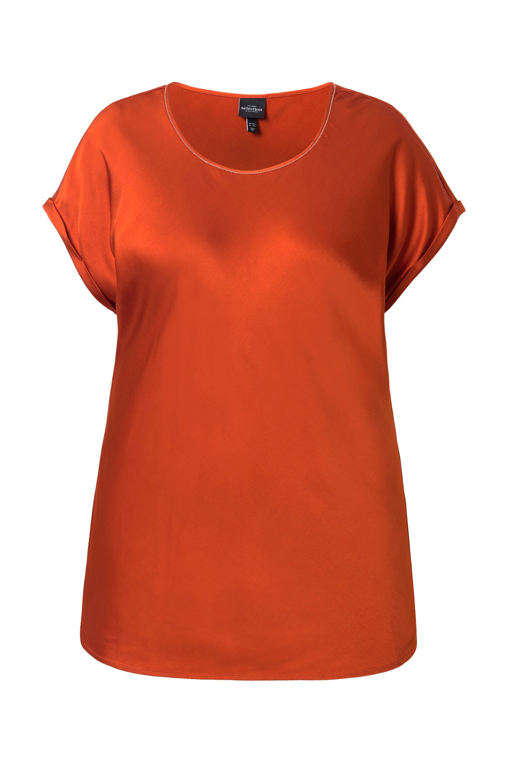 Ulla Popken Spitzenbluse Satinblusenshirt Classic Rundhals günstig online kaufen