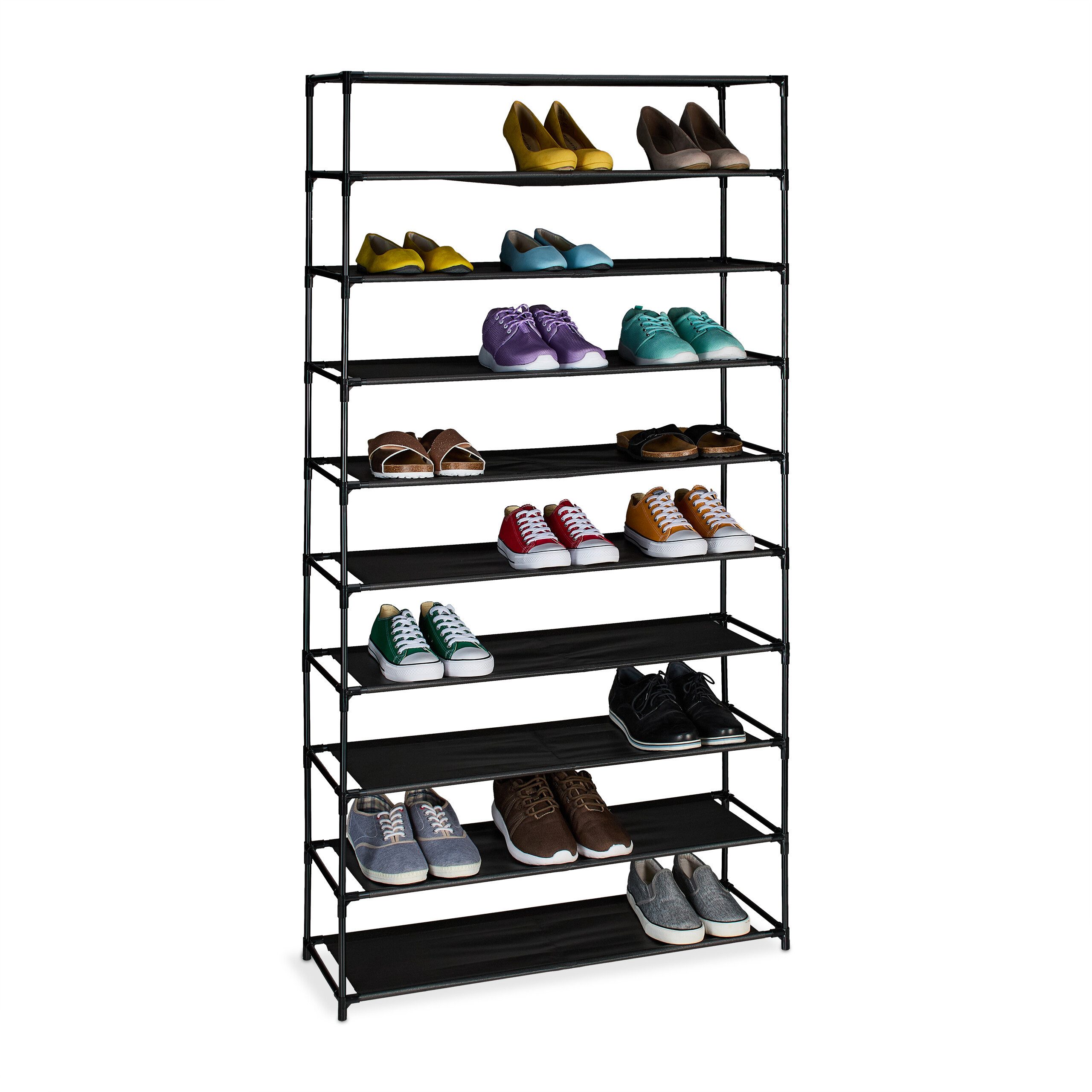 relaxdays Schuhregal mit Stoffebenen, 1-tlg., 10 Ebenen