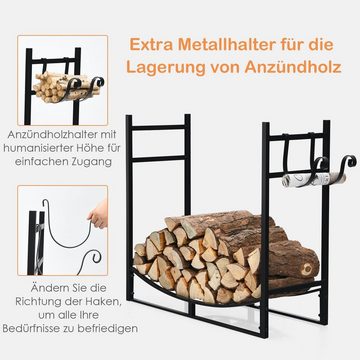 COSTWAY Kaminholzregal, BxTxH:33x84x76 cm, mit Halter, bis 50kg, aus Metall, 84x33x76cm