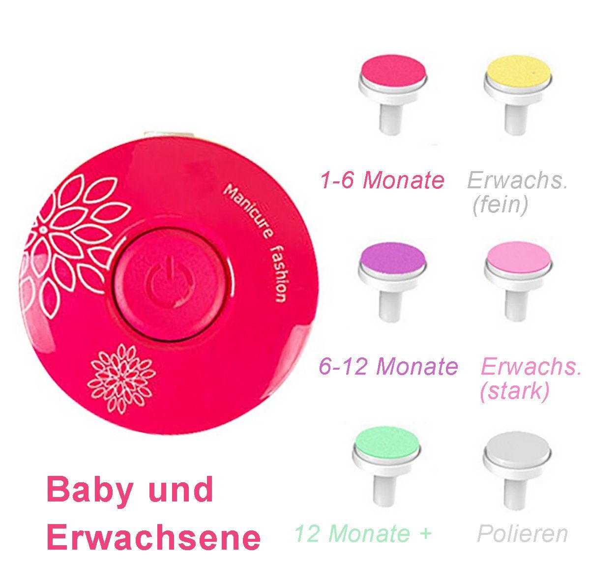 TPFBeauty Babypflege-Set Elektrische Baby Nagelfeile - Pediküreset Rot Säuglinge Baby-Nagelschneider, und tlg., Kleinkinder Akku für Elektrisch 1 Sicherer mit