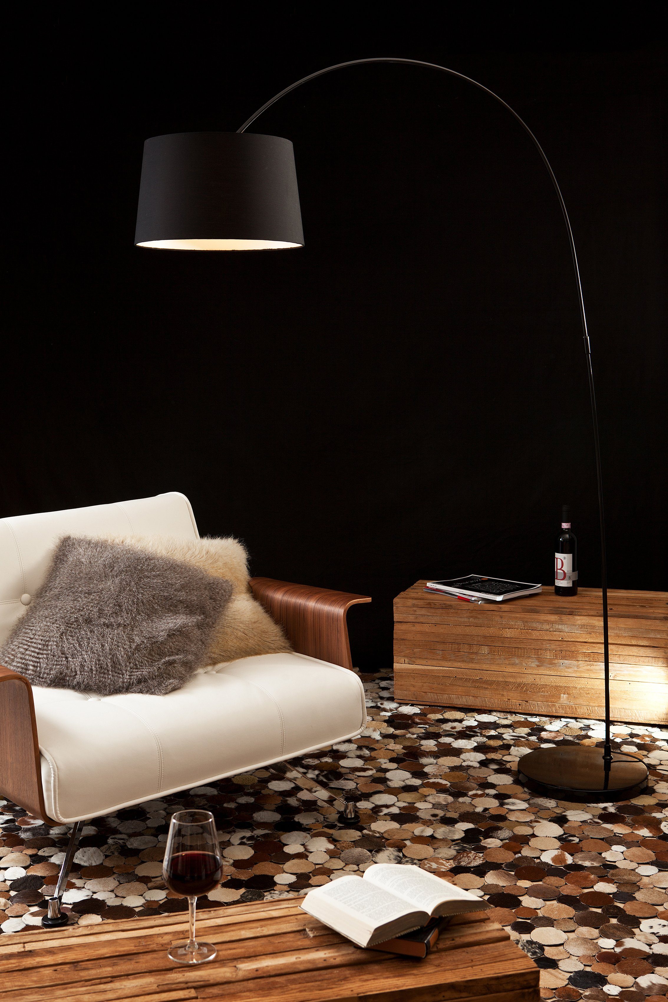SalesFever Bogenlampe Kaspars, Dimmer, ohne Leuchtmittel, mit Dimmschalter, echter Marmorfuß