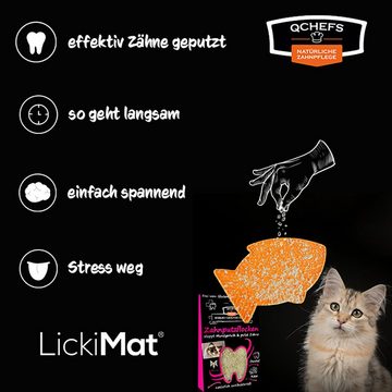 LickiMat Antischlingnapf QCHEFS Felix mit 1x Zahnputzflocken Katze mit der Lieblingsleckerei