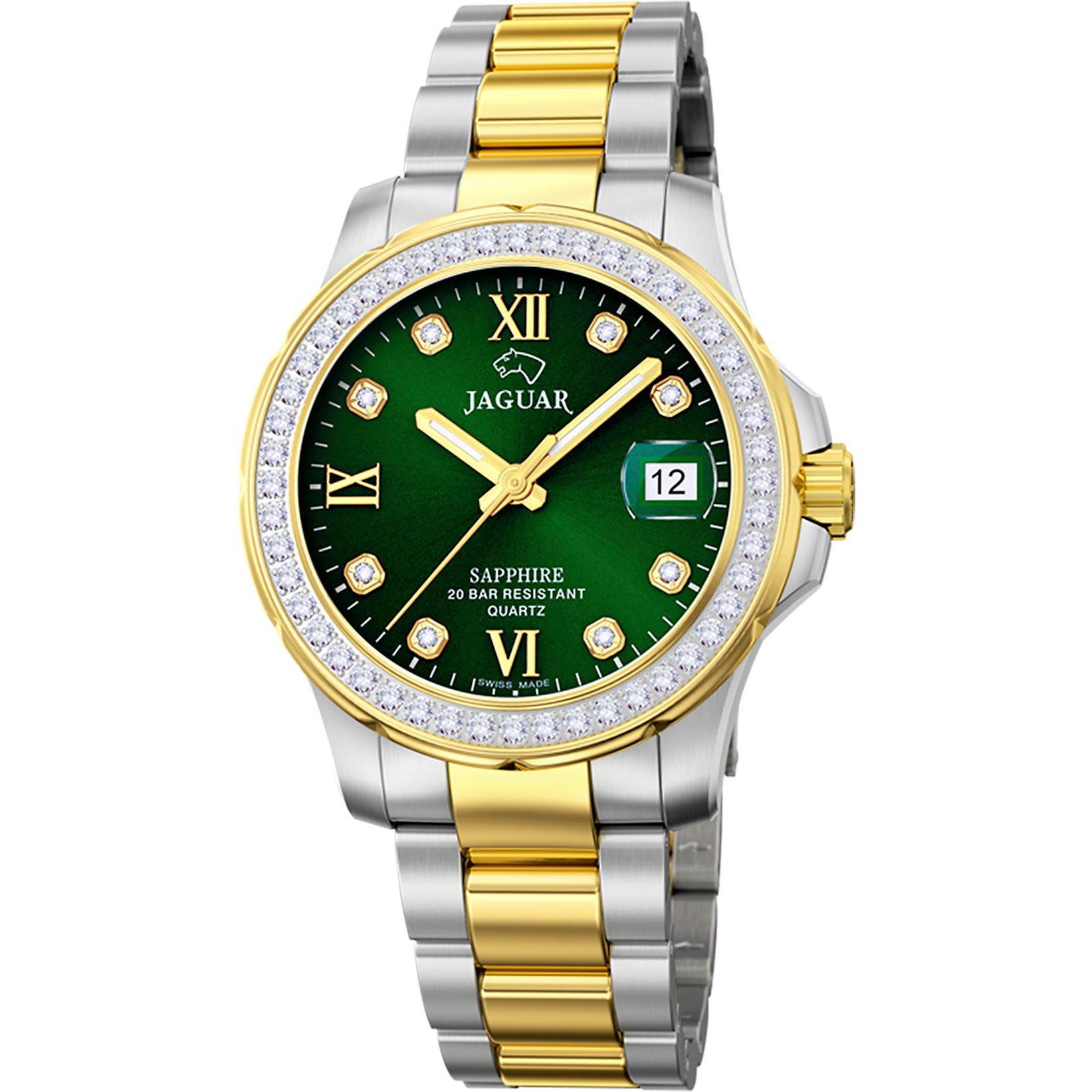 Jaguar Quarzuhr Executive J893/3, Armbanduhr, Damenuhr, Swiss Made, Edelstahlarmband, analog, Tag