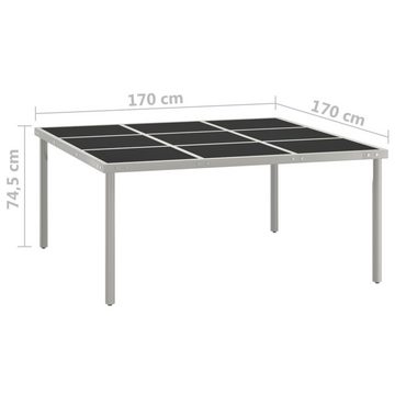 vidaXL Gartentisch Garten-Esstisch 170x170x74,5 cm Glas und Stahl (1-St)