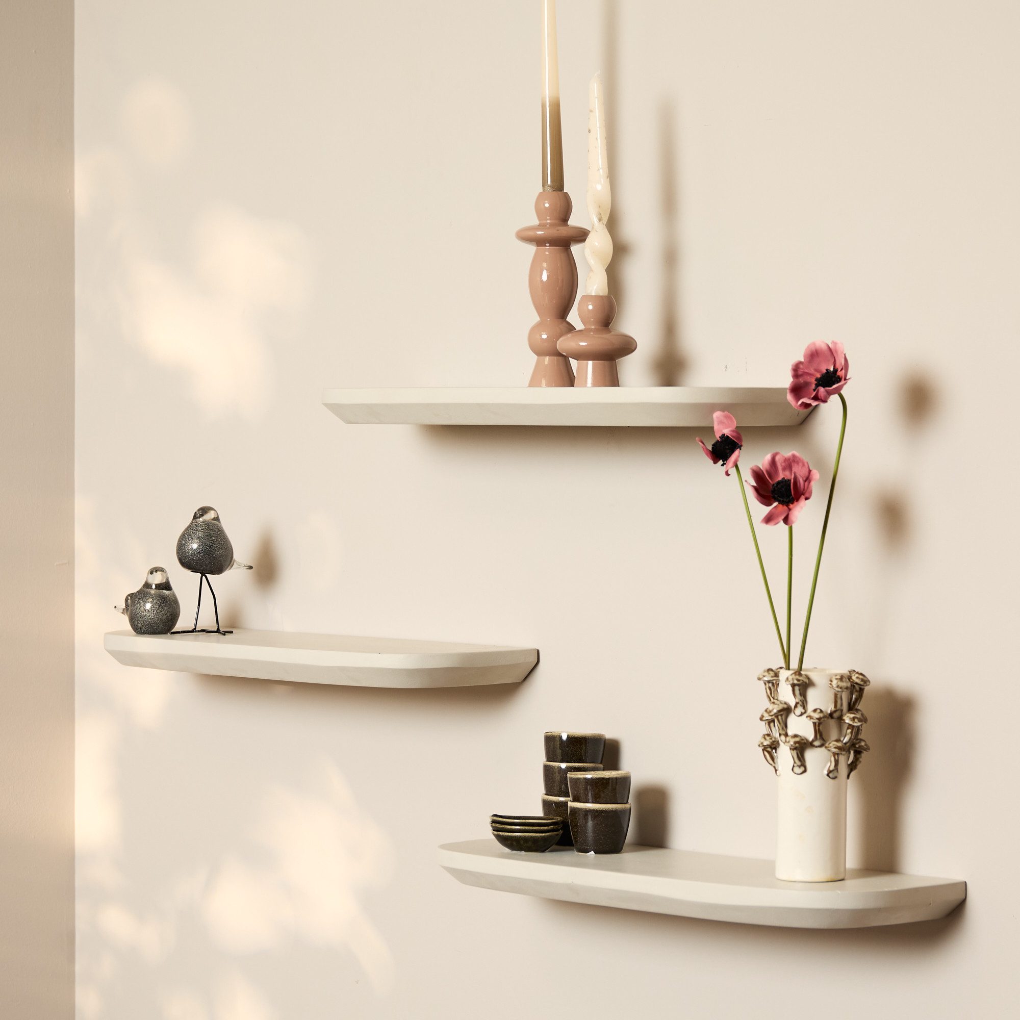 Villa Möbel Regal, Set 3-tlg., 3er-Set Mangoholz sandfarben fein geschliffen zeitlos