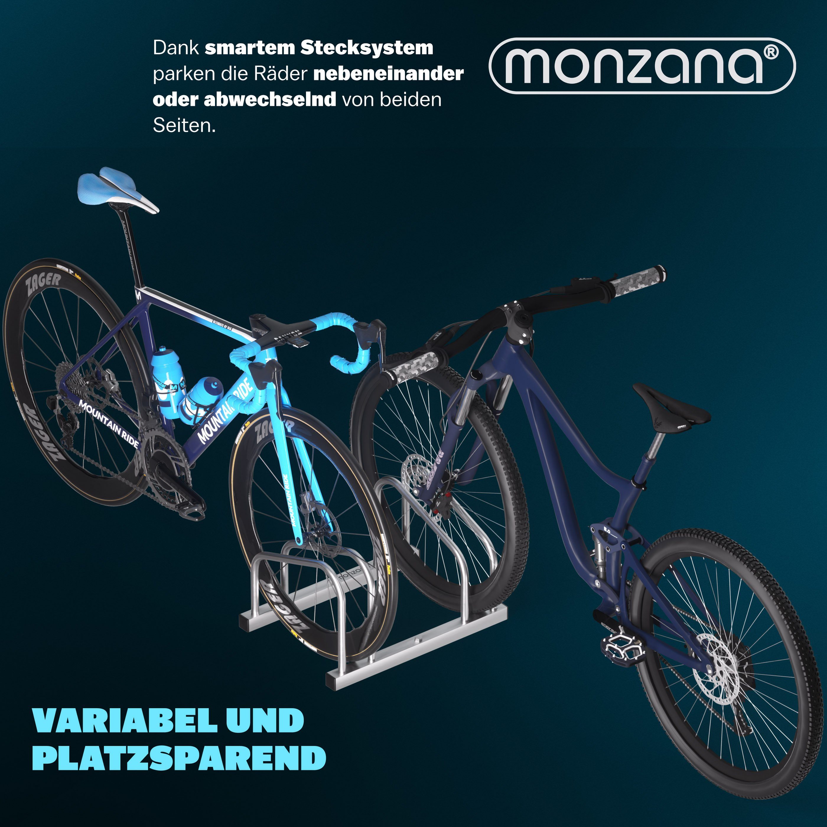 monzana Fahrradständer, für 2 Fahrräder 65 mm Reifenbreite Mehrfachständer Aufstellständer – Bild 5 von 5