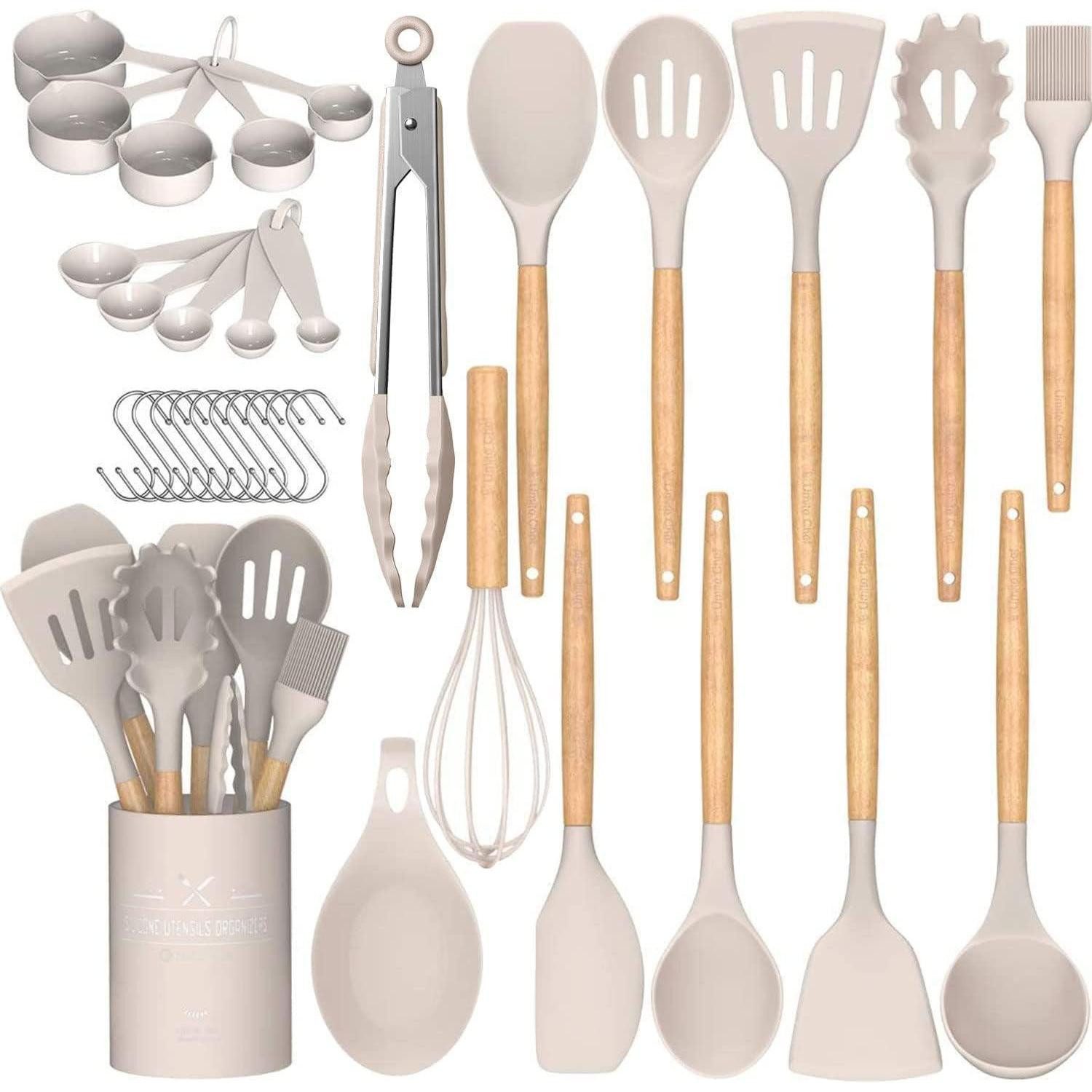 LuxusKollektion Kochbesteck-Set 24-tlg. Küchenhelfer Set Silikon Khaki