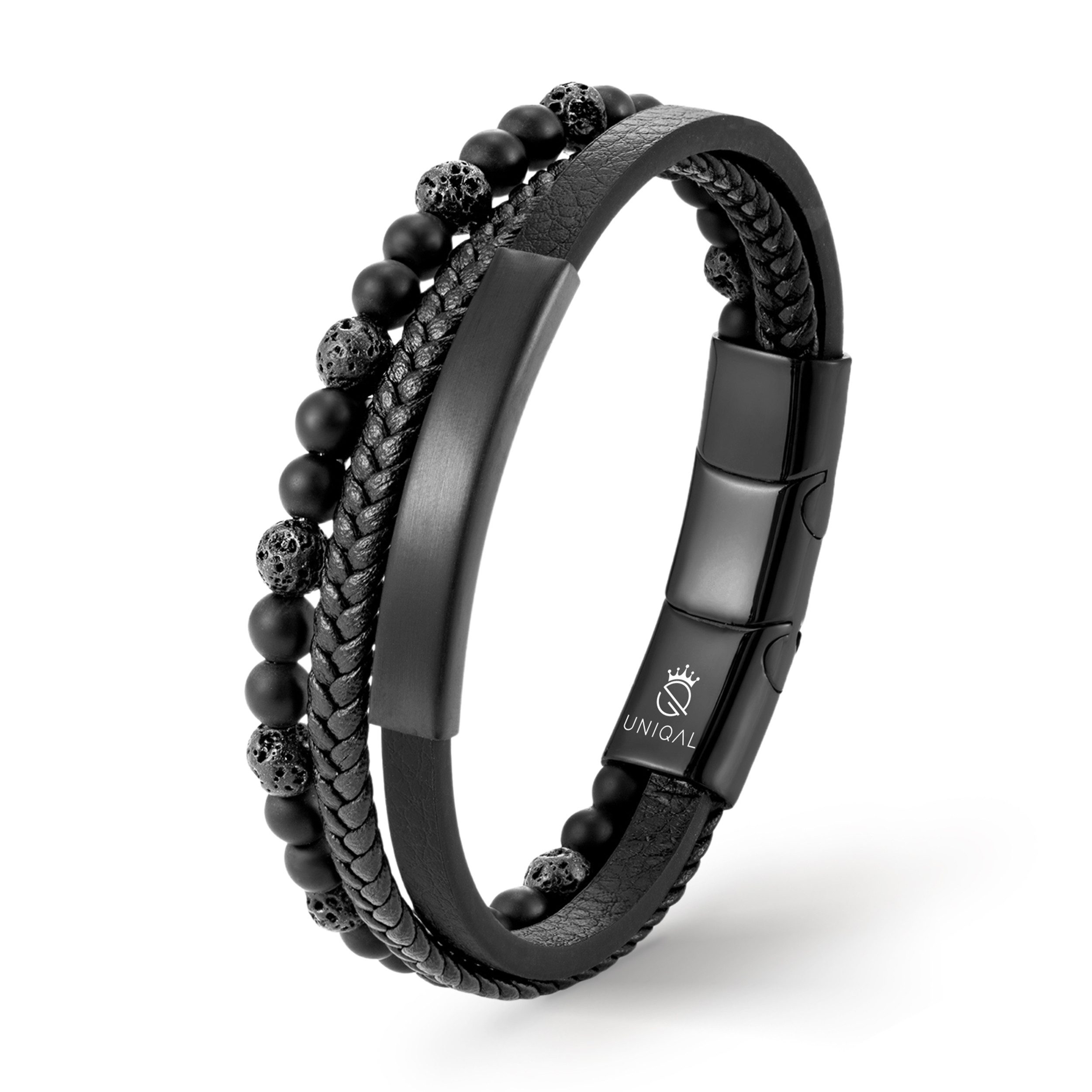 UNIQAL.de Lederarmband Lederarmband Herren "FANCY" Perlenarmband Naturstein günstig online kaufen