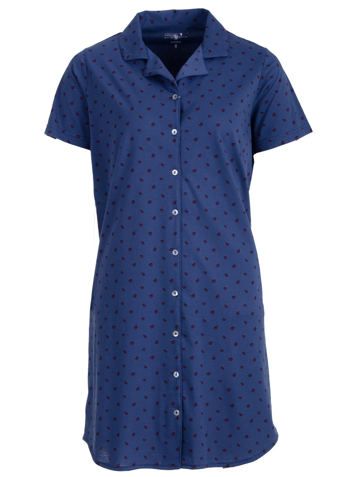 zeitlos Nachthemd Nachthemd Kurzarm - Kussmund blau