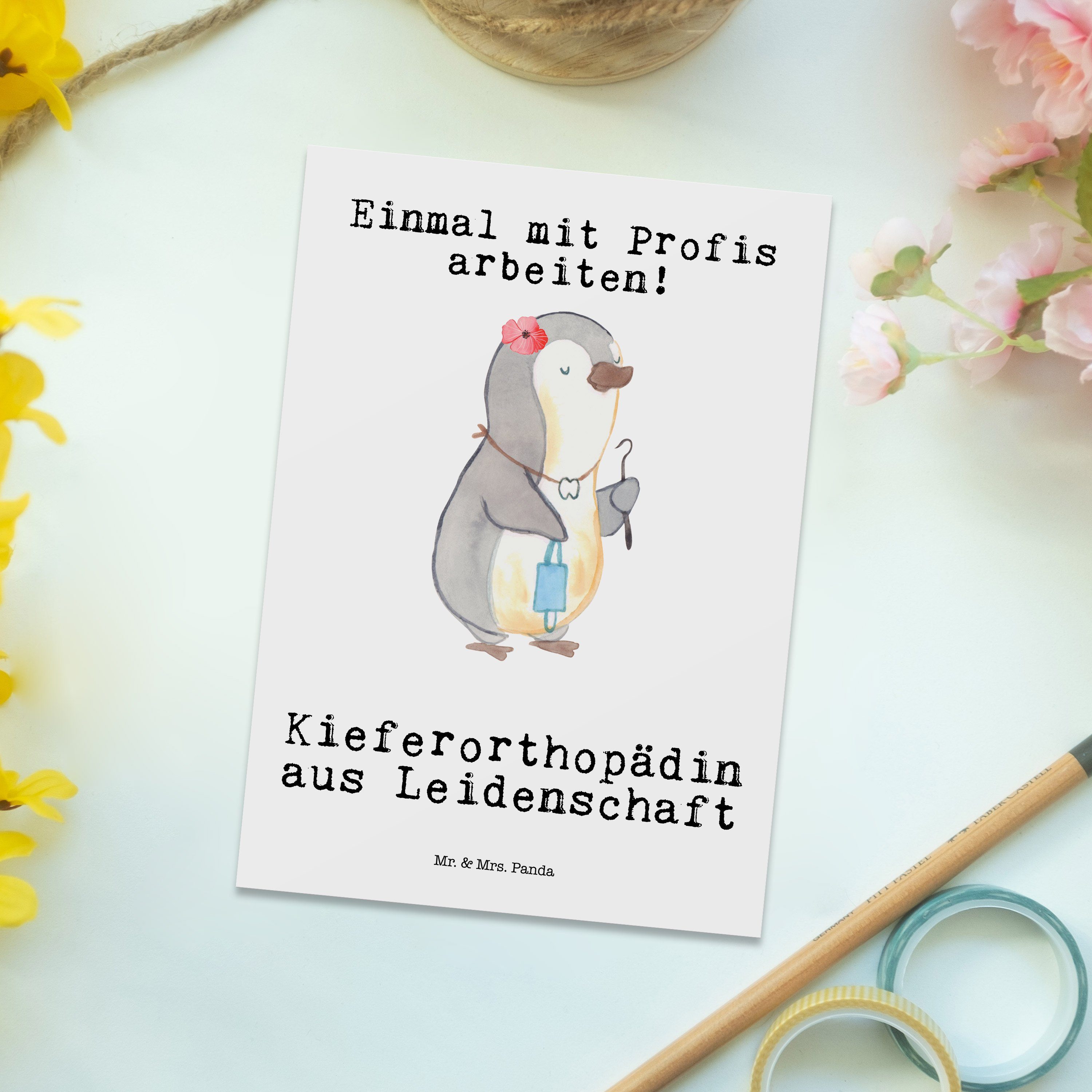 Geschenk, - Kieferorthopädin - D Geschenkkarte, Leidenschaft Panda Postkarte Mr. aus & Mrs. Weiß
