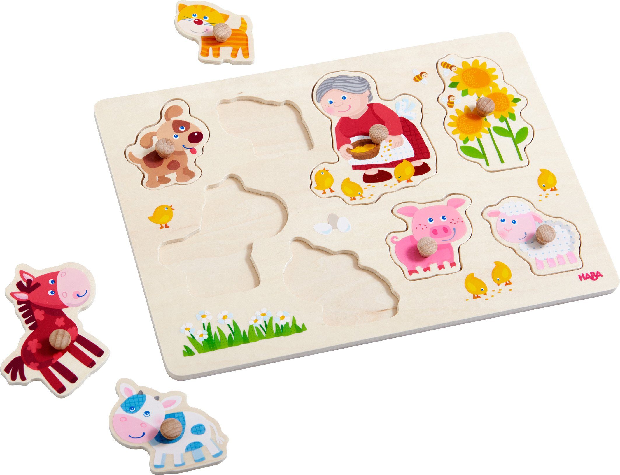 Haba Steckpuzzle Oma Lenis Tiere, 8 Puzzleteile günstig online kaufen