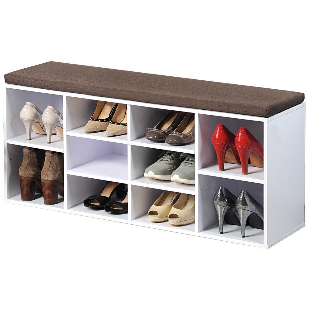 Kesper Schuhregal Schuhschrank für Flur, weiße Kommode mit Sitz - Kesper