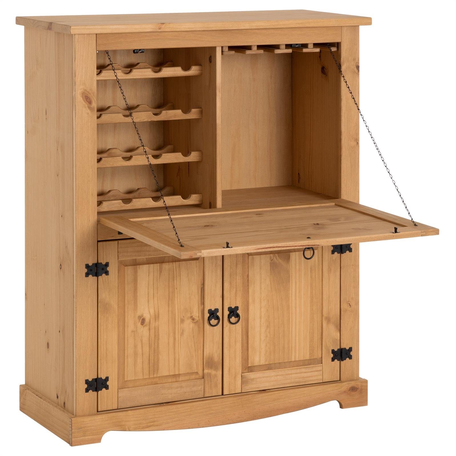 IDIMEX Hochschrank TEQUILA Weinschrank Mexiko Möbel Barschrank Hausbar Weinregal Kiefer massiv Me