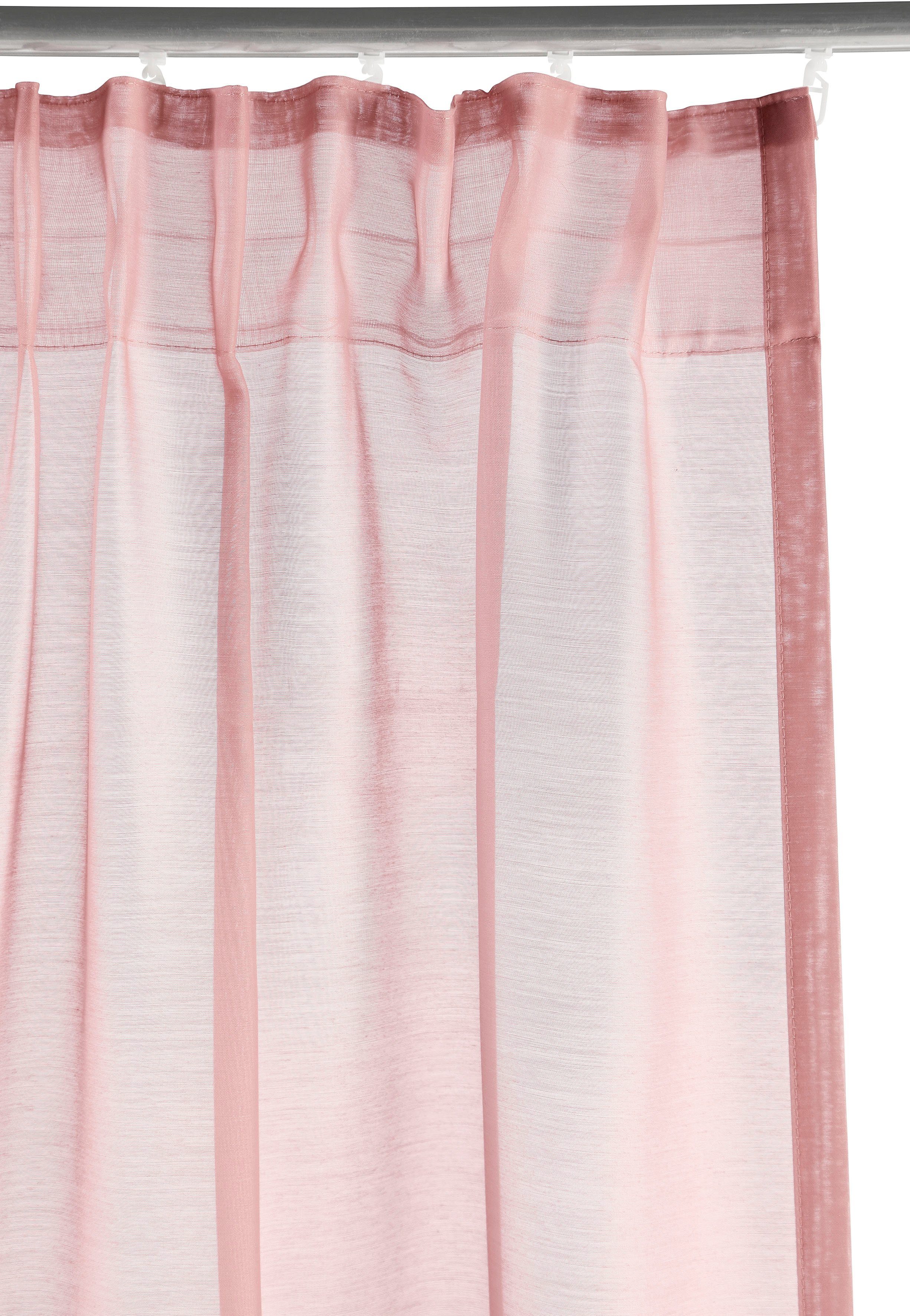 Batist, Größen verschiedene St), transparent transparent, Gardine (1 Polyester, rosé Multifunktionsband Leonique,