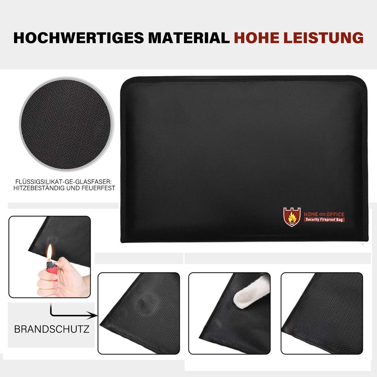 MOPUEA Dokumententasche Feuerfeste Dokumententasche Handtasche mit 13 Fächer wasserabweisend (1-tlg. Dokumententasche mit 13 Fächern und Reißverschluss, Große D – Bild 3 von 5