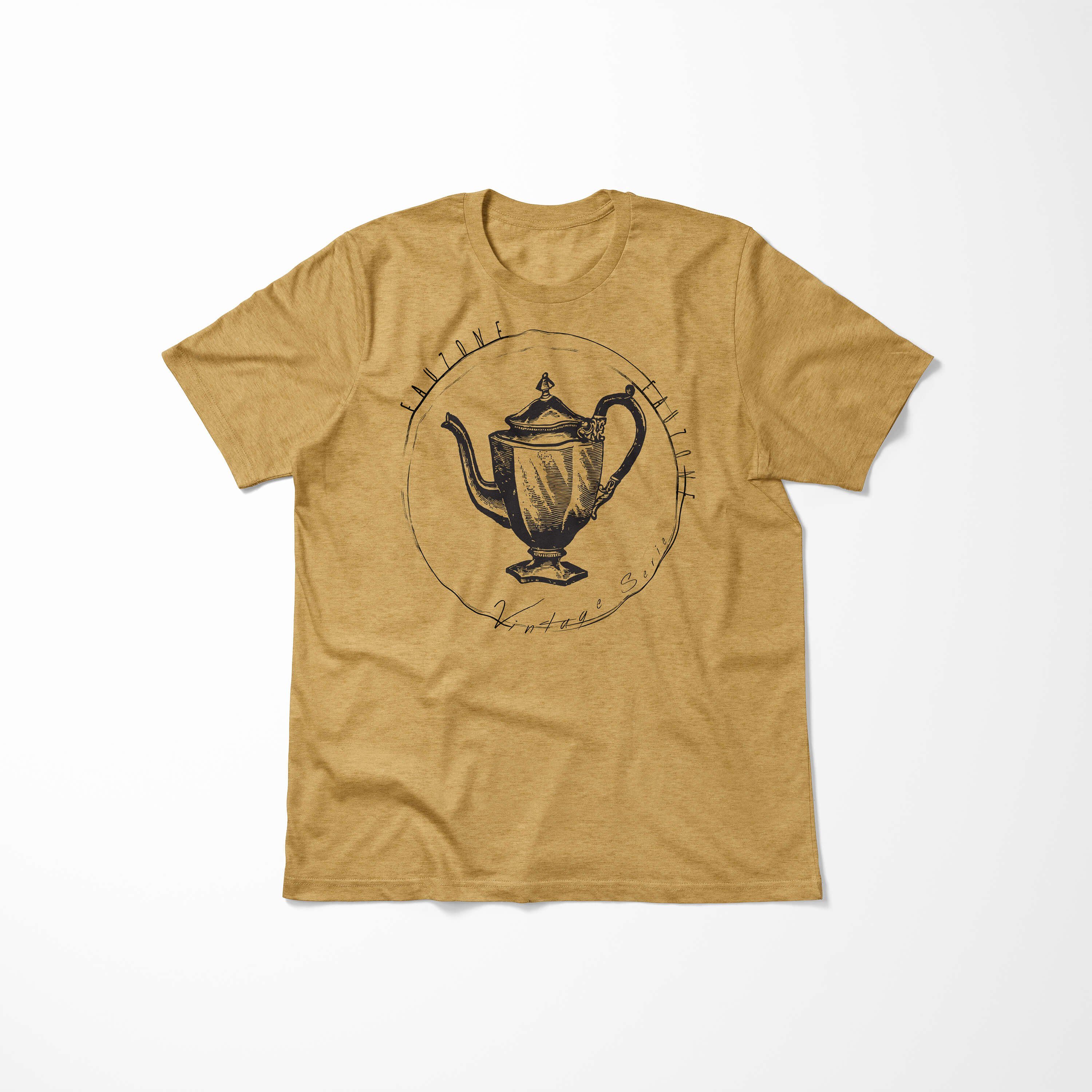 Sinus Art T-Shirt Vintage Gold T-Shirt Herren Antique Teekanne
