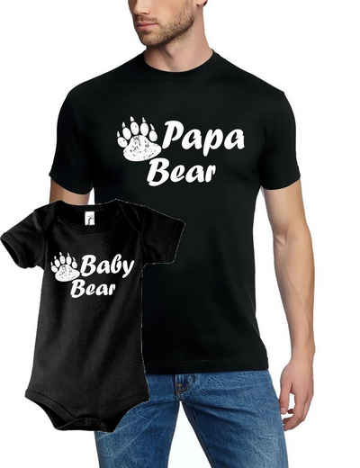 coole-fun-t-shirts Strampler Papa Bear + Baby Bear T-Shirt + Strampler - Neuling Set zur Geburt