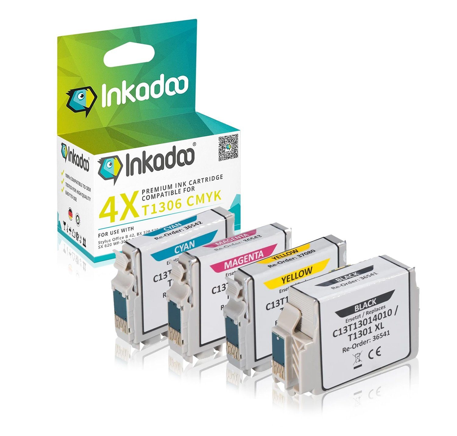 Inkadoo Inkadoo Epson C13T13064010 / T1306 Druckerpatronen Tintenpatrone Multipack