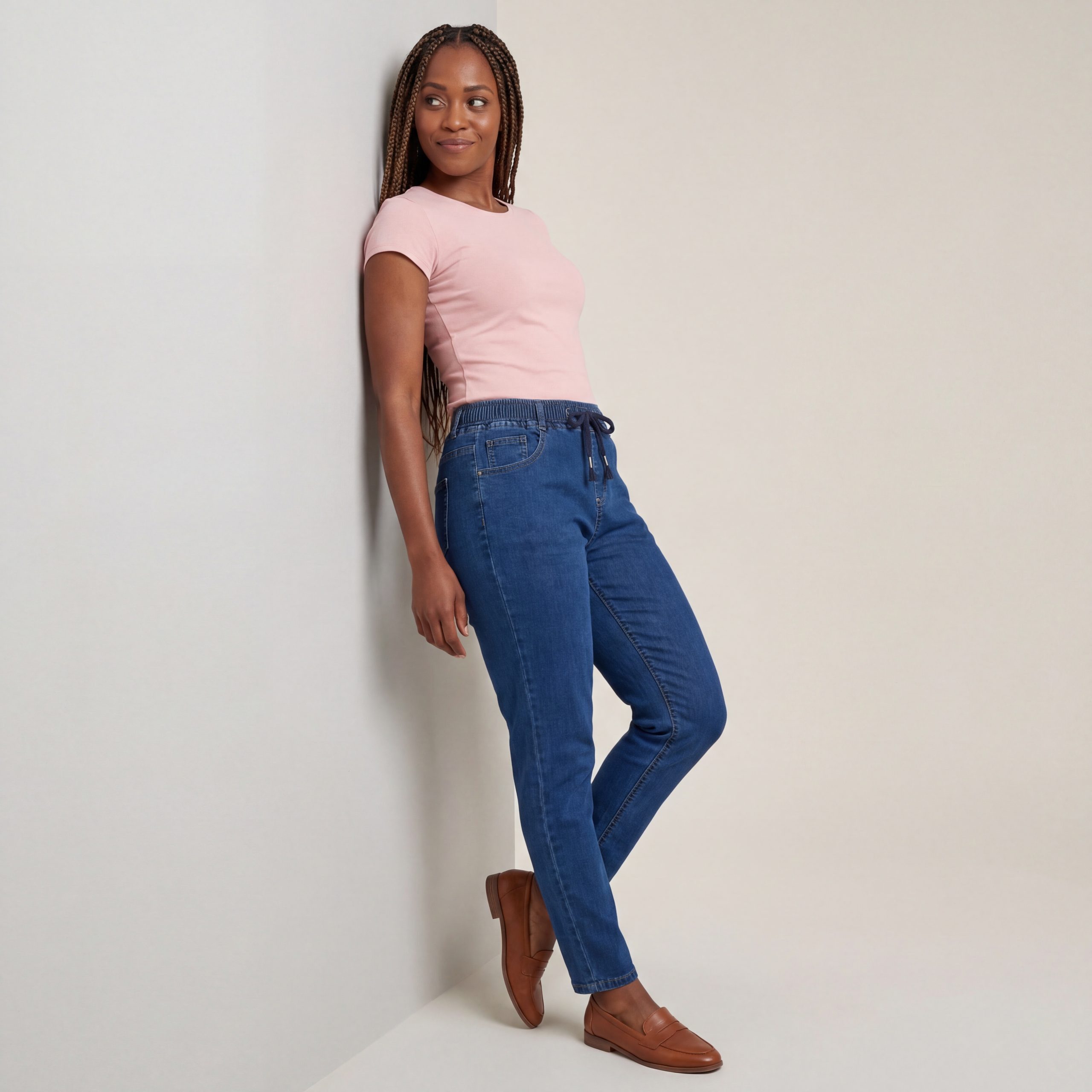 Cherry Berry Stretch-Hose Damen Freizeit Jeans Bequeme Schlupfjeans Karotten Schnitt erhältlich in 36 bis 46, Kurzgröße (maximale Körpergröße bis 1,68m) – Bild 3 von 5