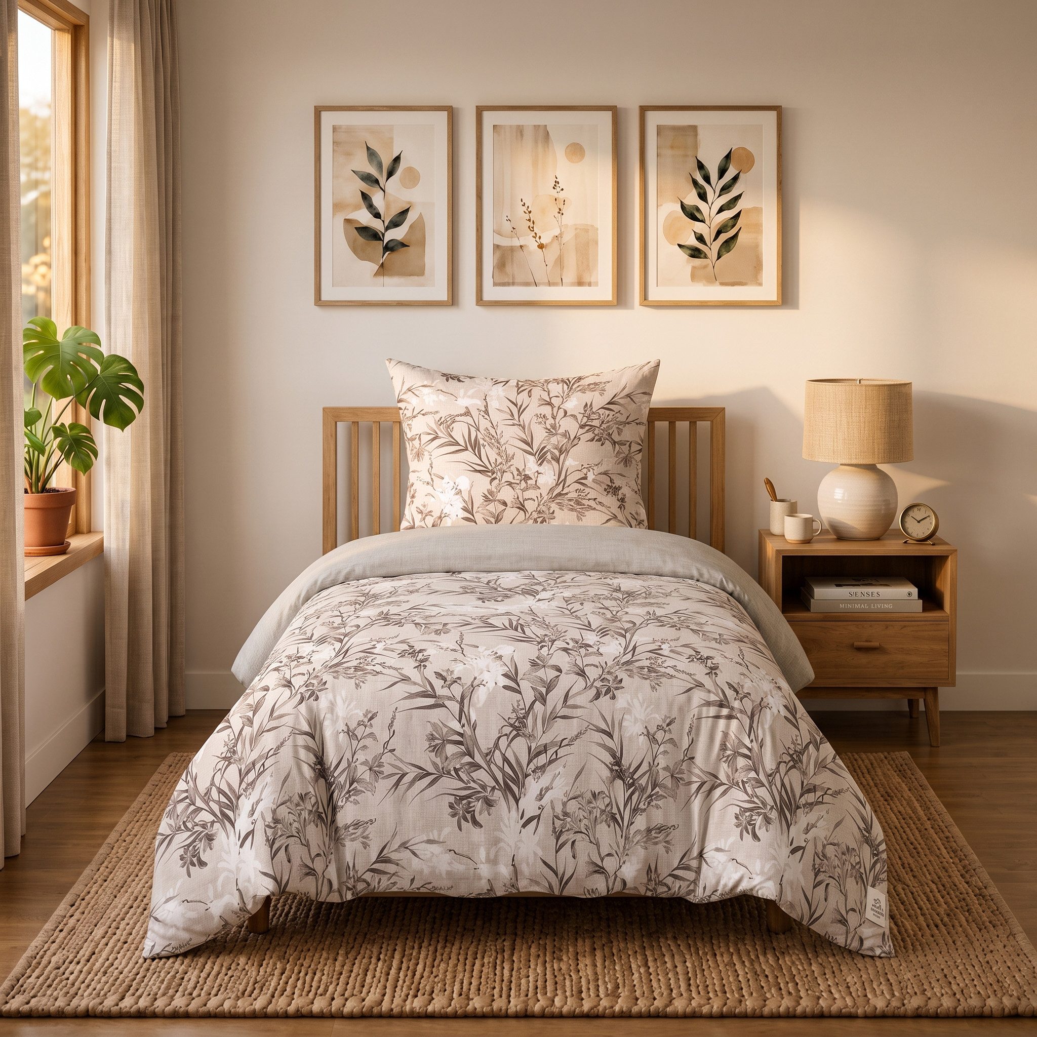 Buymax Bettwäsche Yaprak Wendebettwäsche, Polycotton, 2 teilig, Bettbezug-Set 135x200 cm Reißverschluss, 60% Baumwolle, 40% Polyester