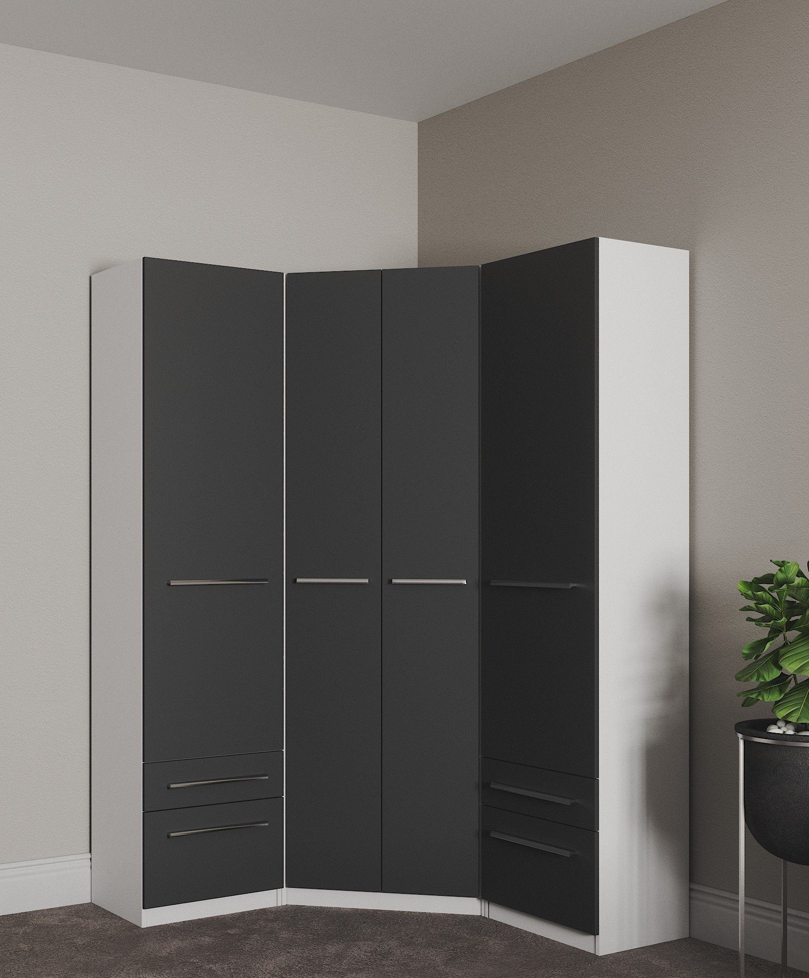 priess Kleiderschrank Schrank Garderobe Wäscheschrank Barcelona in 5 Breiten viel Stauraum, geräumige Schubkästen, mit Spiegel, MADE IN GERMANY