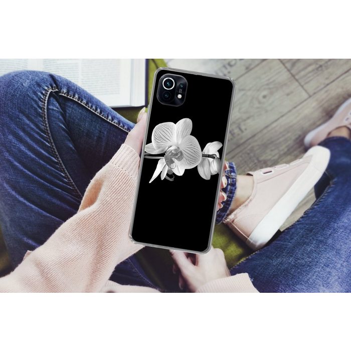 MuchoWow Handyhülle Orchidee - Blumen - Schwarz - Rosa - Knöpfe Phone Case Handyhülle Xiaomi Mi 11 Silikon Schutzhülle