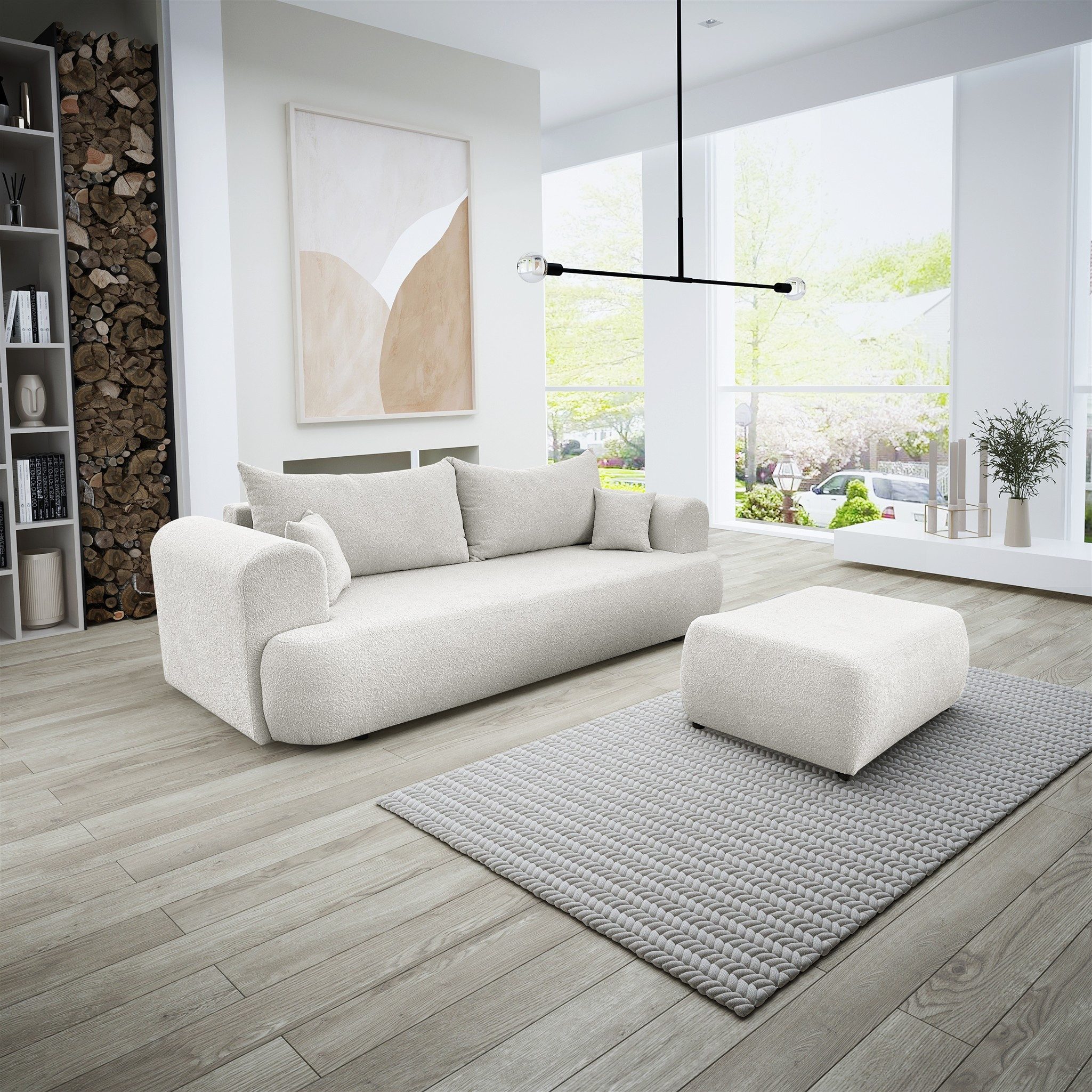 Fun Möbel 3-Sitzer Schlafsofa ANIKE 3-Sitzer inkl. Hocker in Stoff Now or Never, inkl. Bettkasten, mit Bettkasten