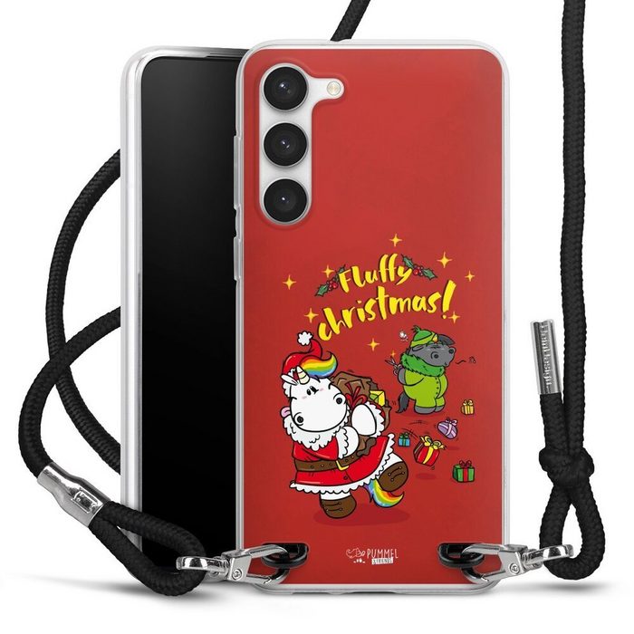 DeinDesign Handyhülle Pummeleinhorn Fluffy Christmas Red Samsung Galaxy S23 Plus Handykette Hülle mit Band Case zum Umhängen
