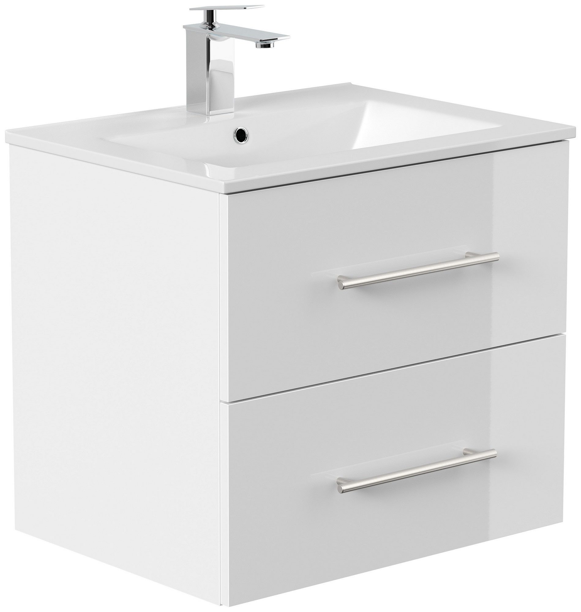 Posseik Badmöbel-Set Badmöbel Waschplatz "Homeline 60" weiß Hochglanz