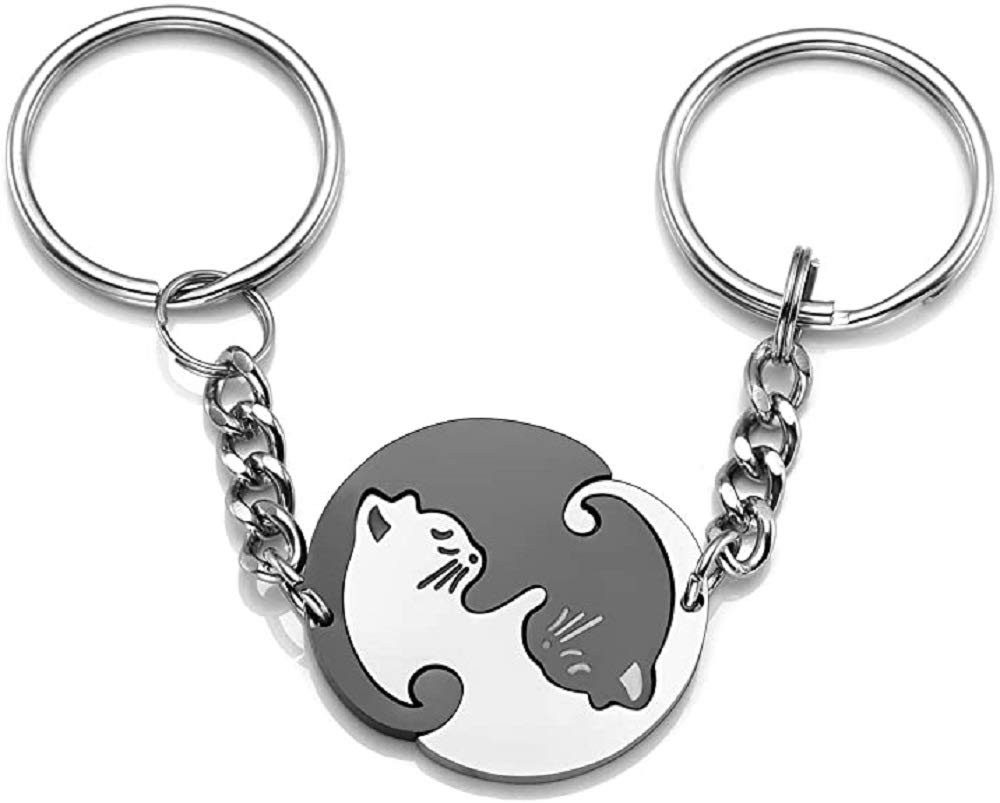 Geschenkehöhle Schlüsselanhänger Set 2 Paar Yin Yang Katzen Puzzle Schlüsse günstig online kaufen