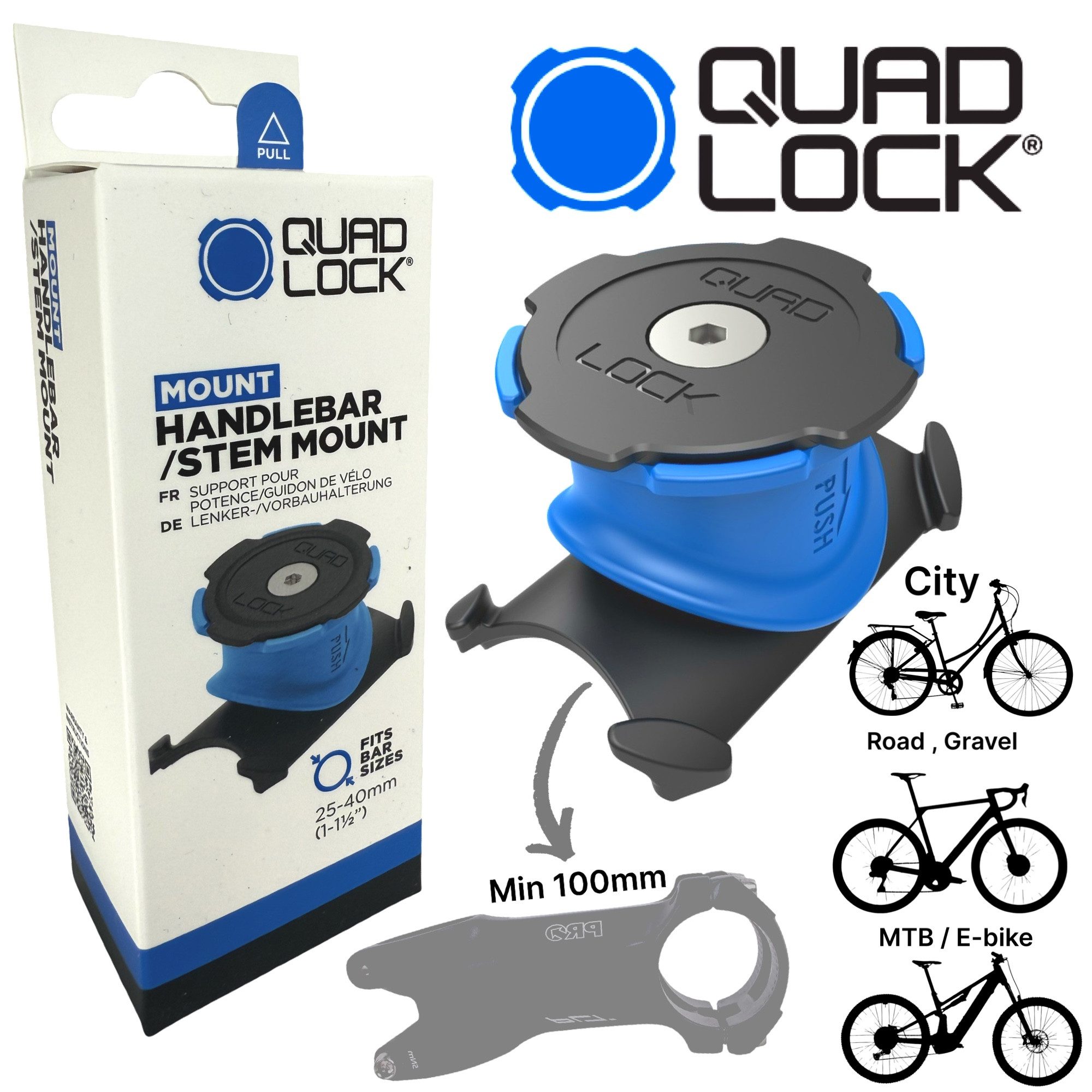Quad Lock Handy-Halterung QUAD LOCK Bike Mount Fahrrad Vorbau / Lenker Handy halter