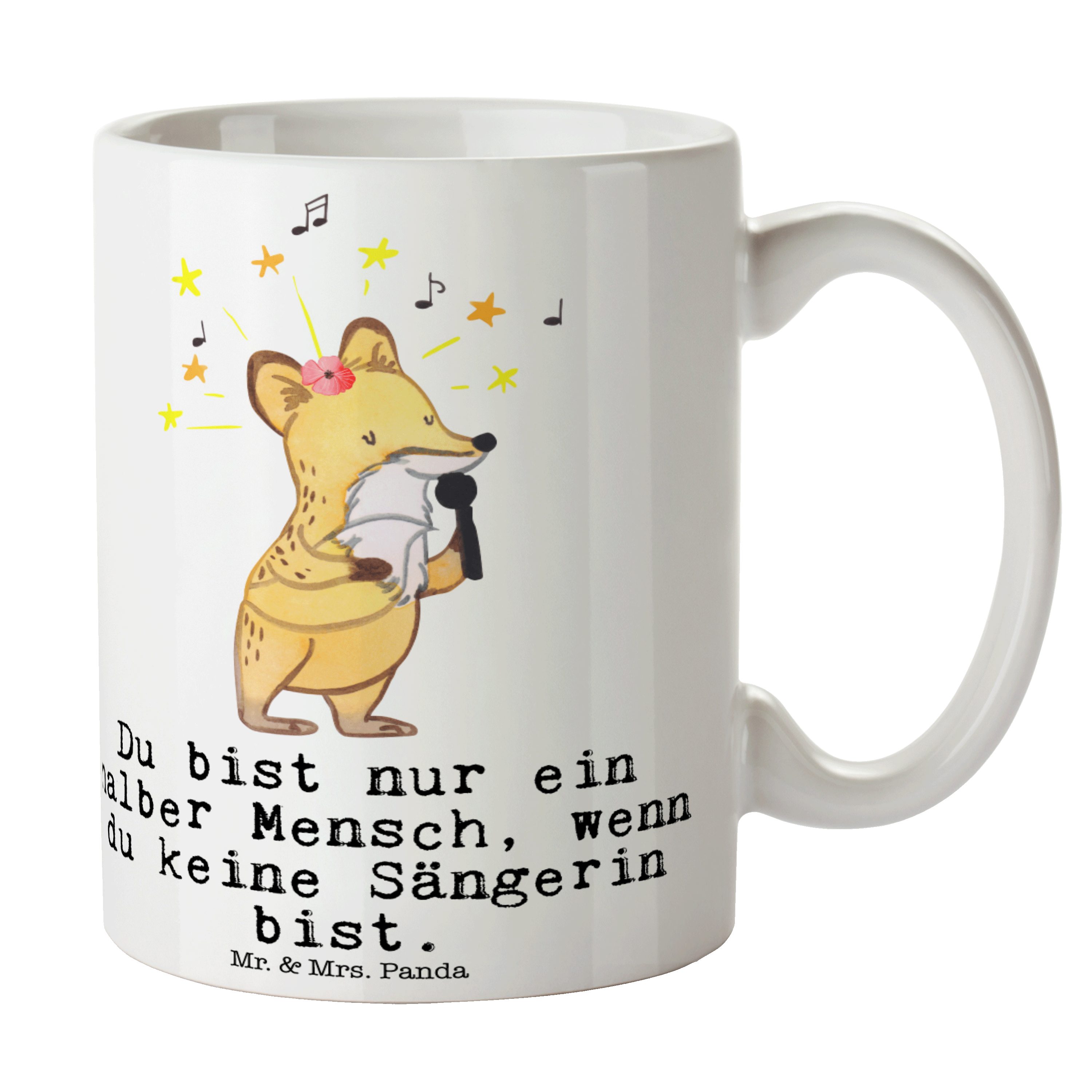 Mr. & Geschenk, Weiß Sprüc, - Herz Sängerin Tasse Panda mit Keramik Beruf, Tasse Kaffeebecher, Mrs. 
