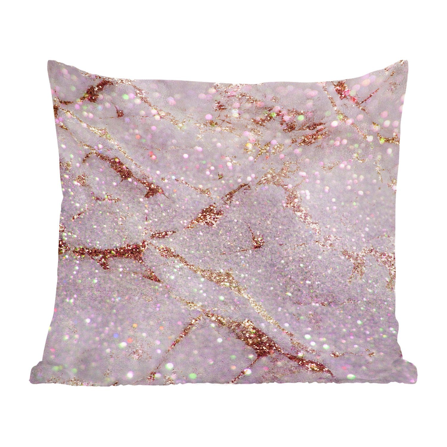 MuchoWow Dekokissen Marmor - Lila - Glitter, Zierkissen mit Füllung für Wohzimmer, Schlafzimmer, Deko, Sofakissen