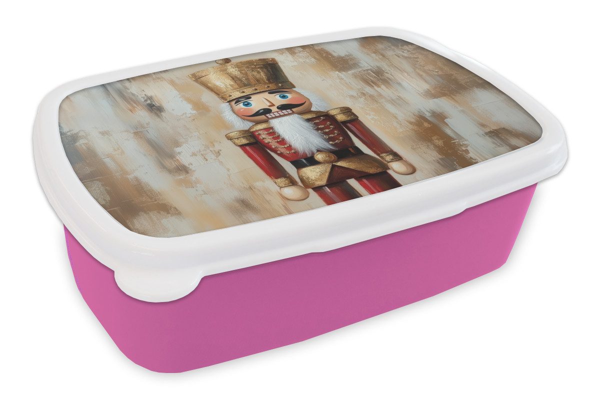 MuchoWow Lunchbox Weihnachten - Puppe - Abstrakt, Kunststoff, (2-tlg), Brotdosen, Lunch Box, Brotbox für Kinder und Erwachsene