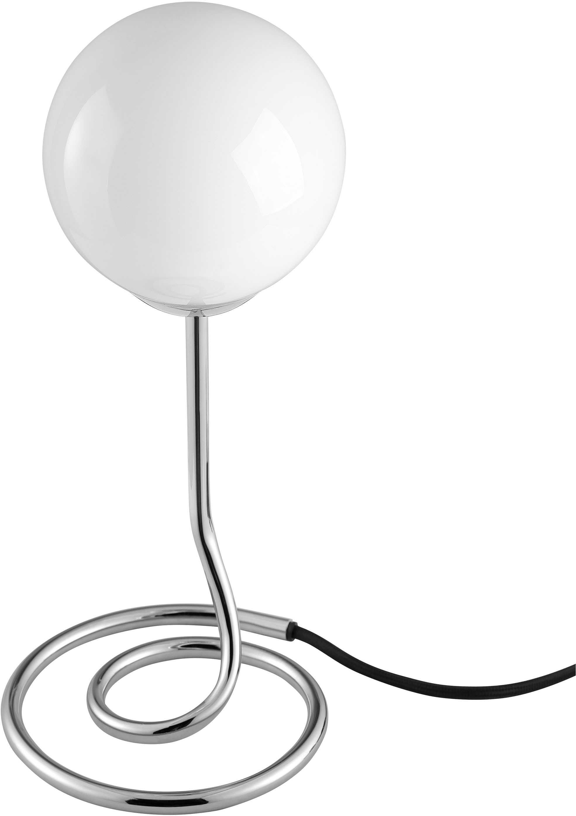 OTTO home Tischleuchte Orrell, ohne Leuchtmittel, Ø 12, H: 31,3 cm, Materialmix - Metallfuß mit weißem Glasschirm