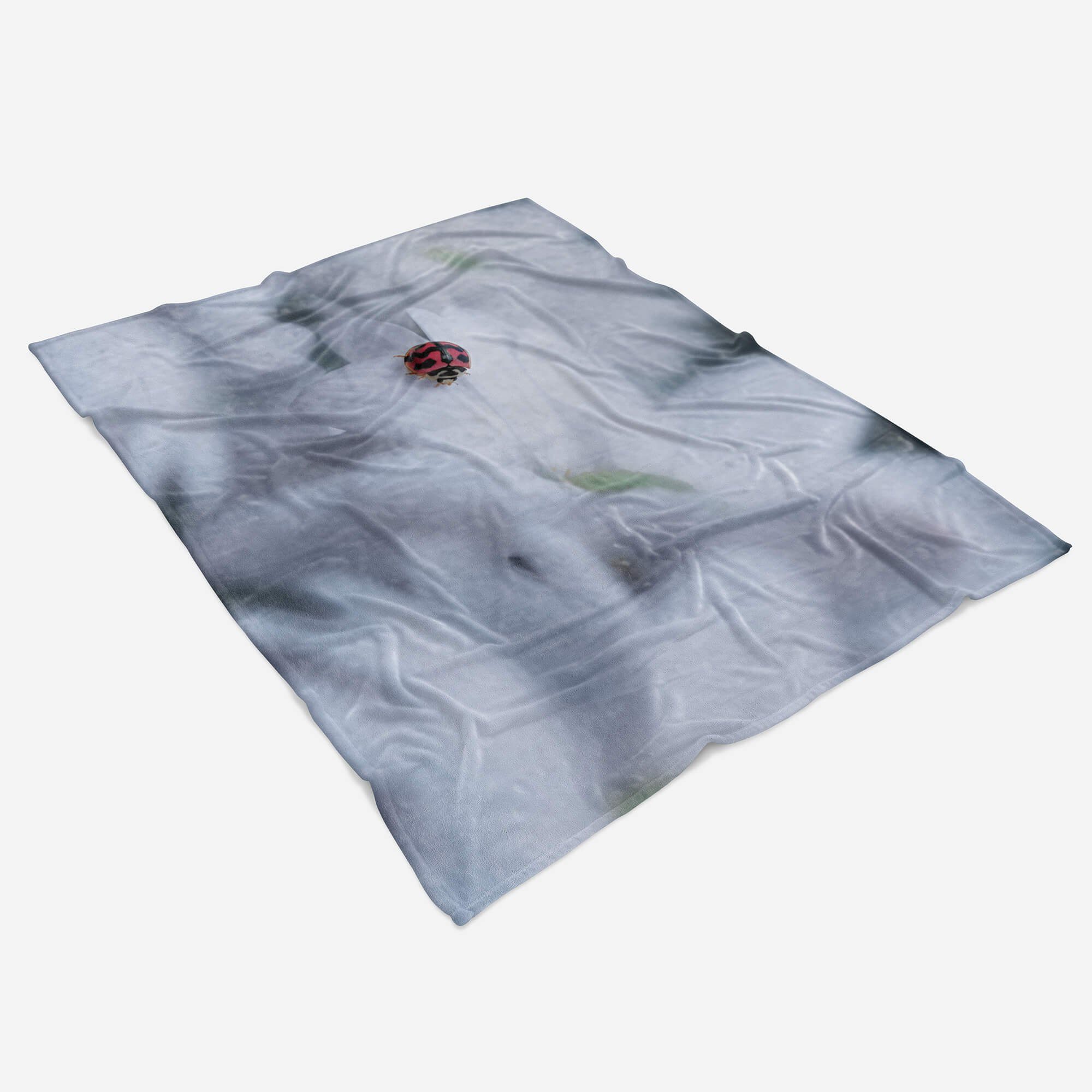 Sinus Marienkäfer Art mit Strandhandtuch Handtücher Kuscheldecke Fotomotiv (1-St), Handtuch weiße, Handtuch Baumwolle-Polyester-Mix Saunatuch