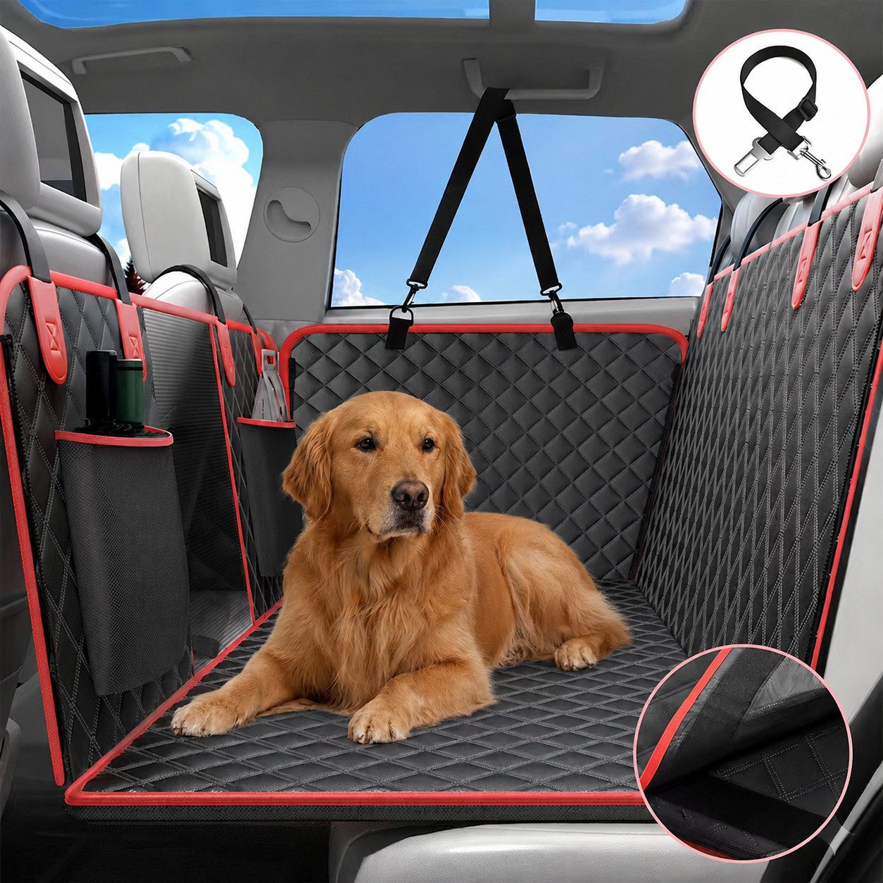 P & K Hunde-Autositz Hunde-Autoschondecke – Wasserfeste Rücksitzbank-Schutzmatte, XXL