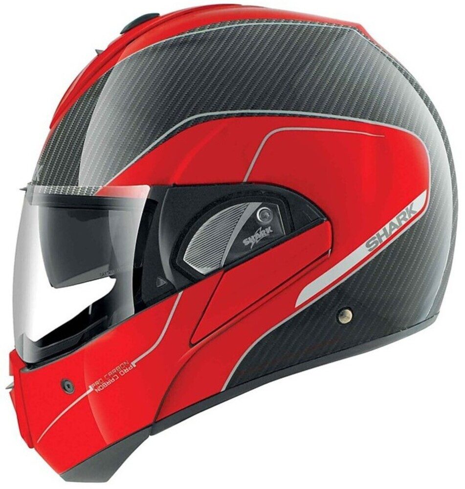 SHARK HELMETS Motorradhelm Shark Klapphelm Evoline Pro Carbon, schwarz/rot, Gr.XS