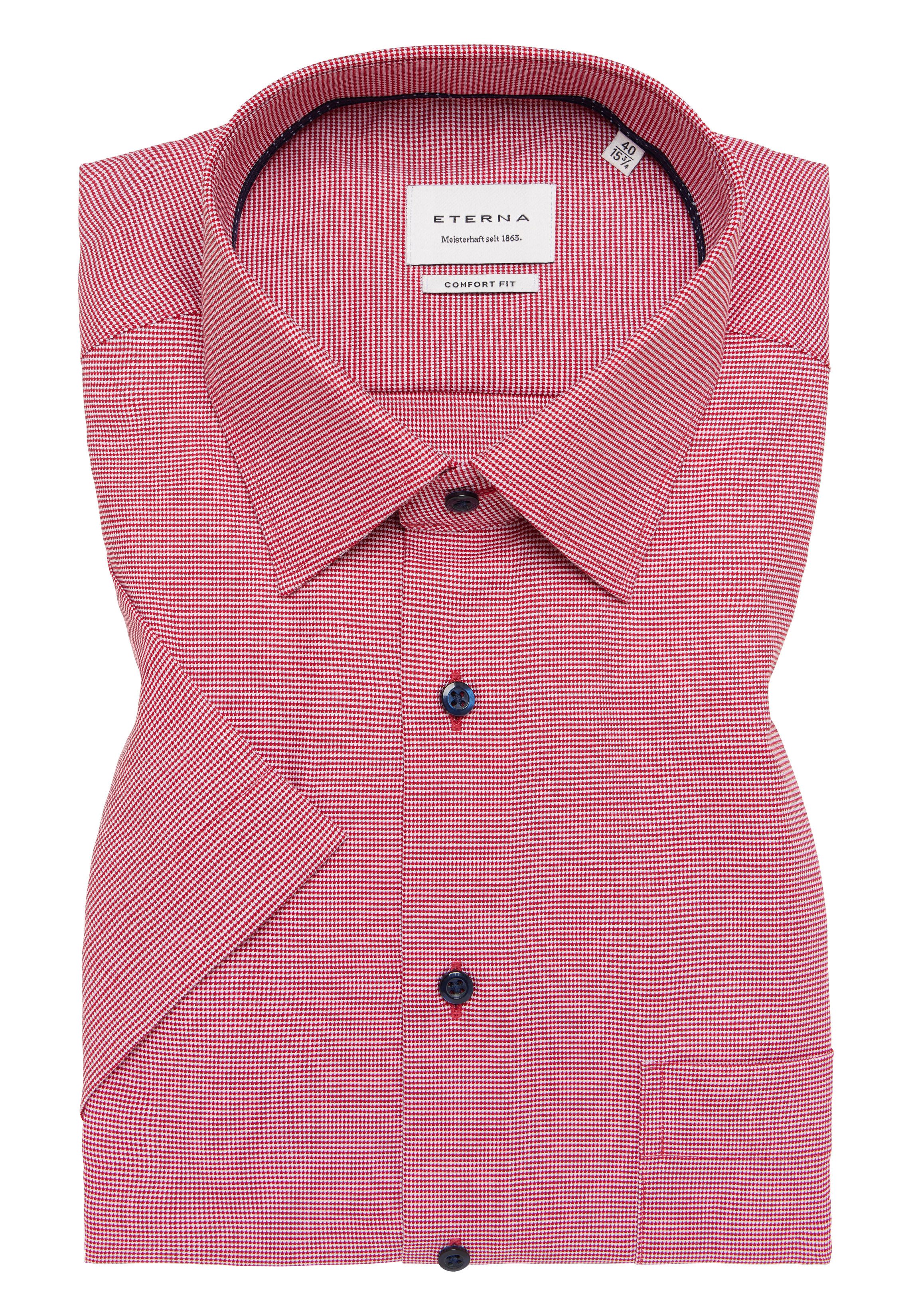 Eterna Businesshemd ETERNA COMFORT FIT Kurzarm Hemd rot hahnentritt 1181-55-K181