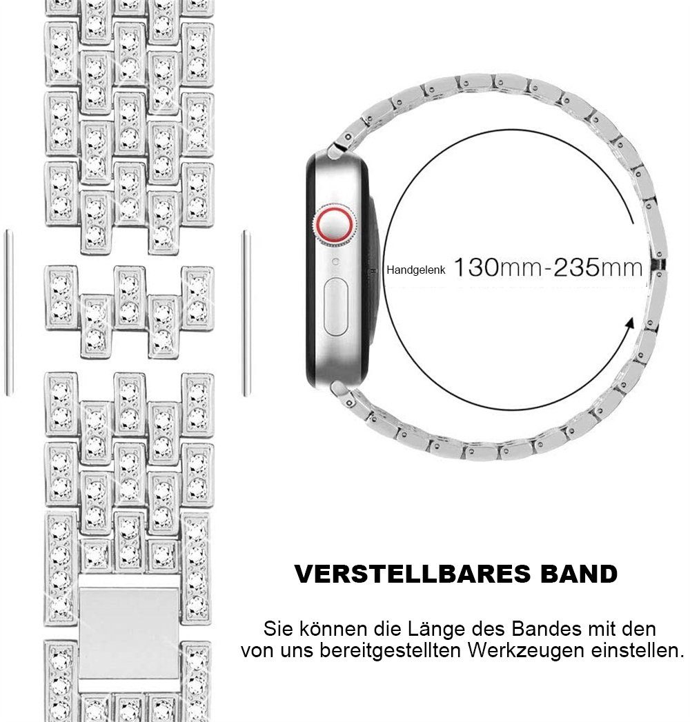 für ELEKIN Watch silber iWatch Serie Armband Apple Smartwatch-Armband 7/6/5/4/SE/3/2/1 mit kompatibel