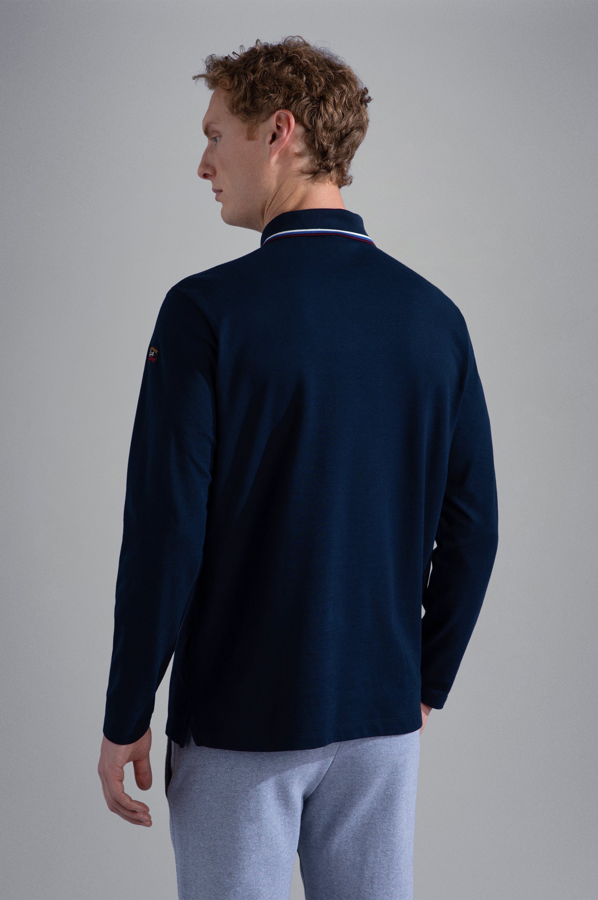 PAUL & SHARK Langarm-Poloshirt Poloshirt aus Blue Baumwoll-Piqué