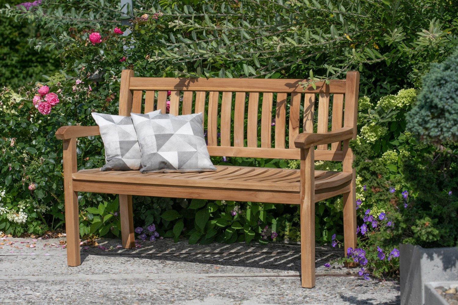 deVries Gartenbank Sitzbank Florence, Teakholz - extrabreit - Armlehnen