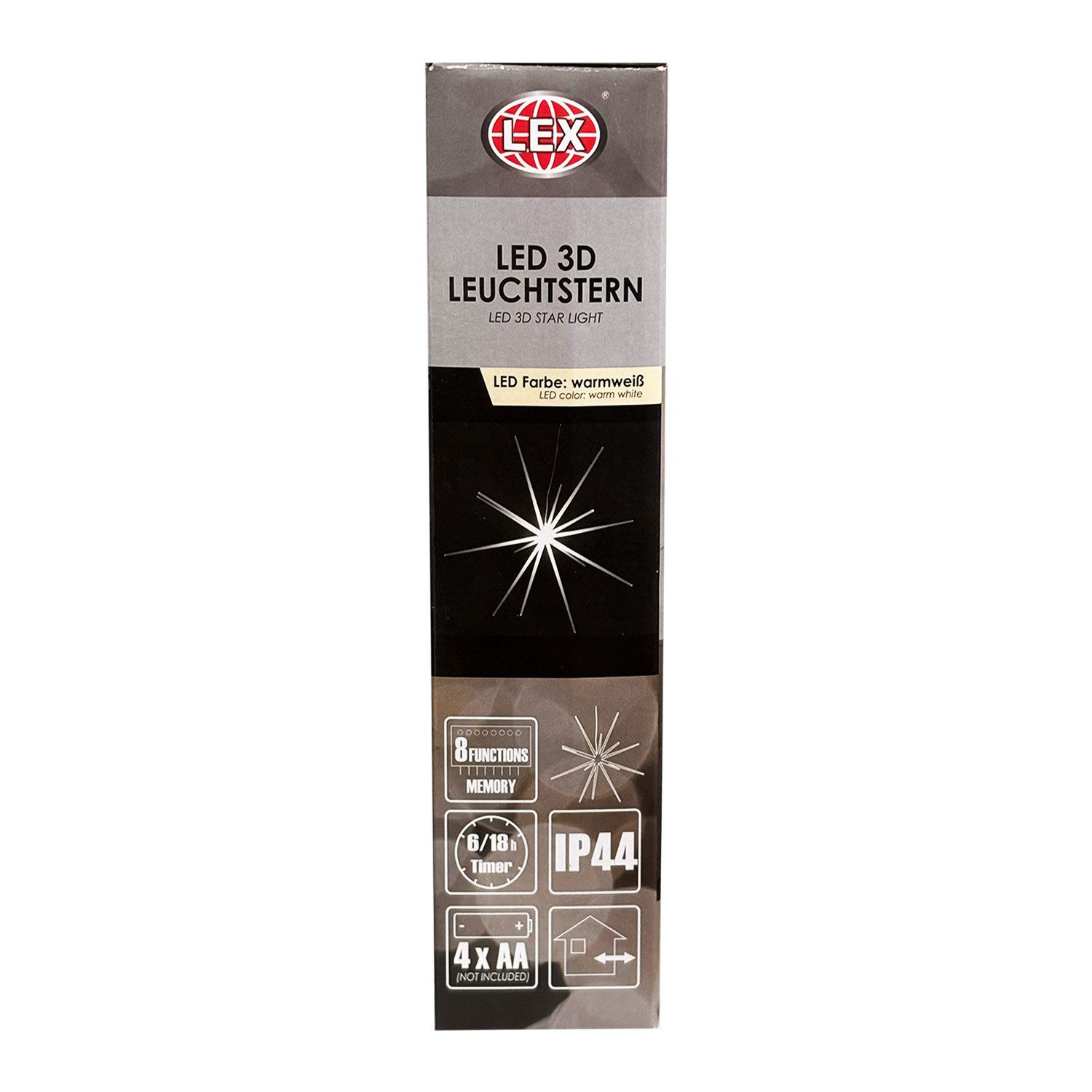 Mojawo Lichtervorhang 3D LED Stern zum Hängen Weihnachtsbeleuchtung DIA 51cm Außen Batterie