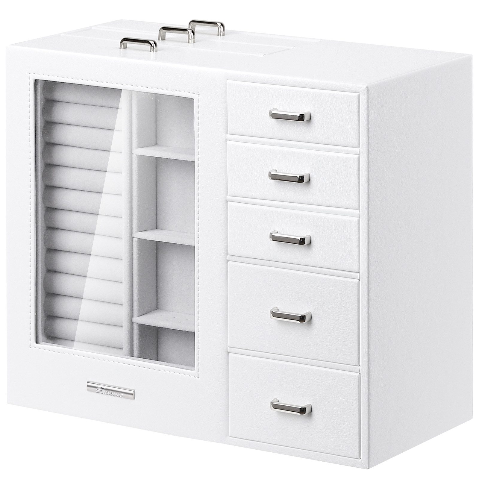 Yorbay Schmuckkasten Groß mit 8 Schubladen, Schmuckkoffer mit Glasfenster f günstig online kaufen