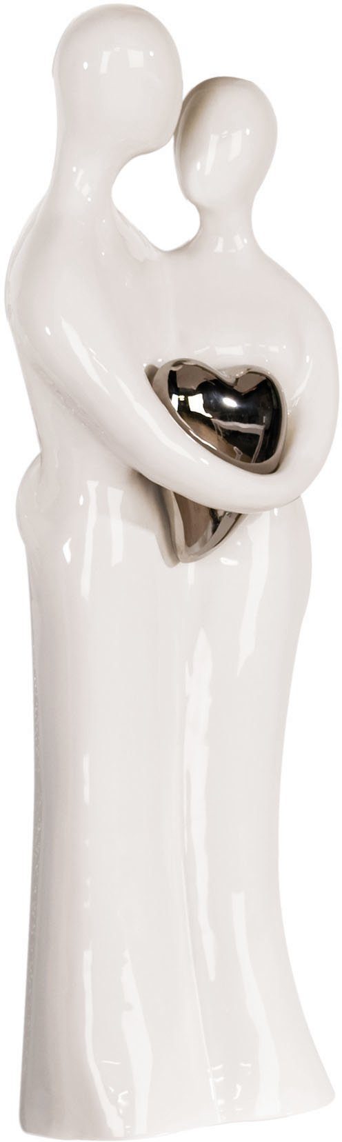 GILDE Dekofigur Skulptur Paar, weiss/silber cm, Wohnzimmer (1 aus 70 Höhe Keramik, Dekoobjekt, Pärchen, St)