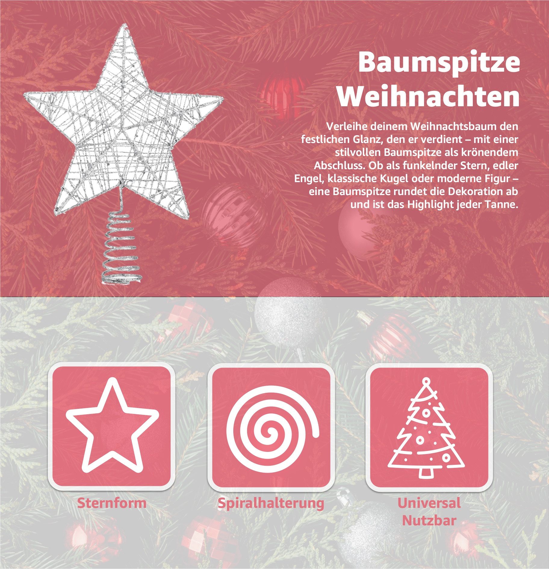 MerryXmas Christbaumspitze Tannenbaumspitze Stern - Baumspitze & Tannenbaum